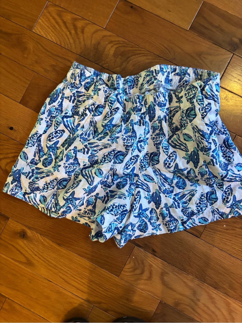 Lilly Pulitzer Blue Shell-Print High Waist Shorts